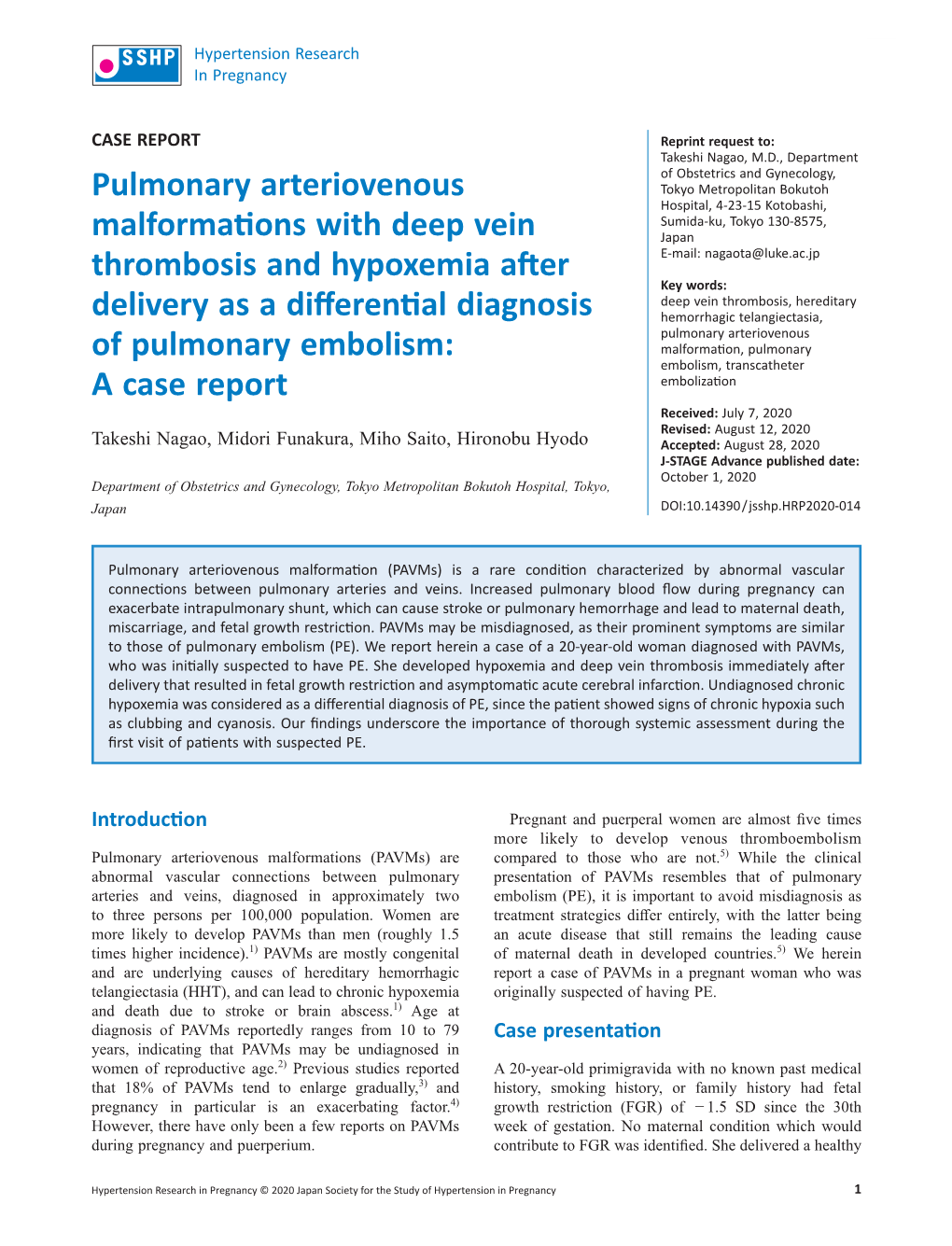 Pulmonary Arteriovenous Malformations with Deep Vein