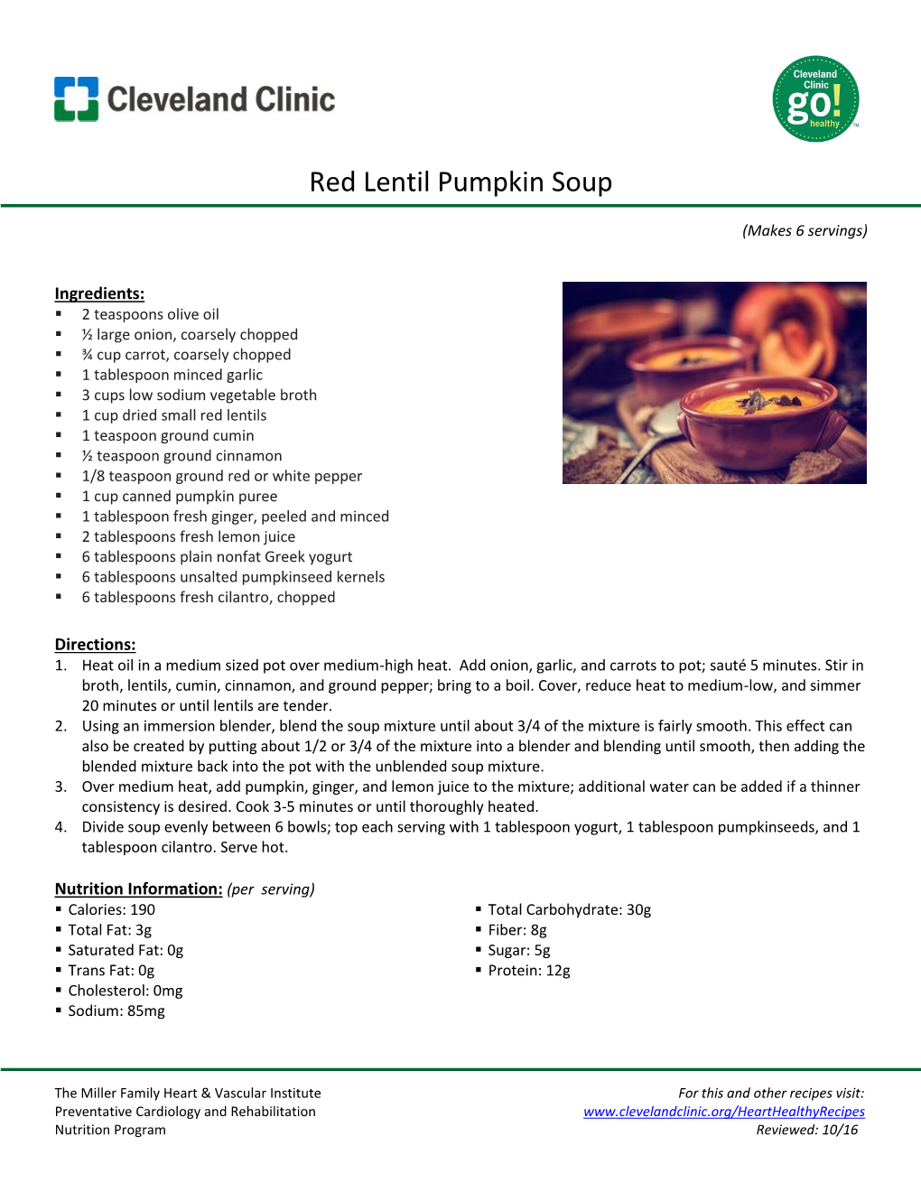 Red Lentil Pumpkin Soup