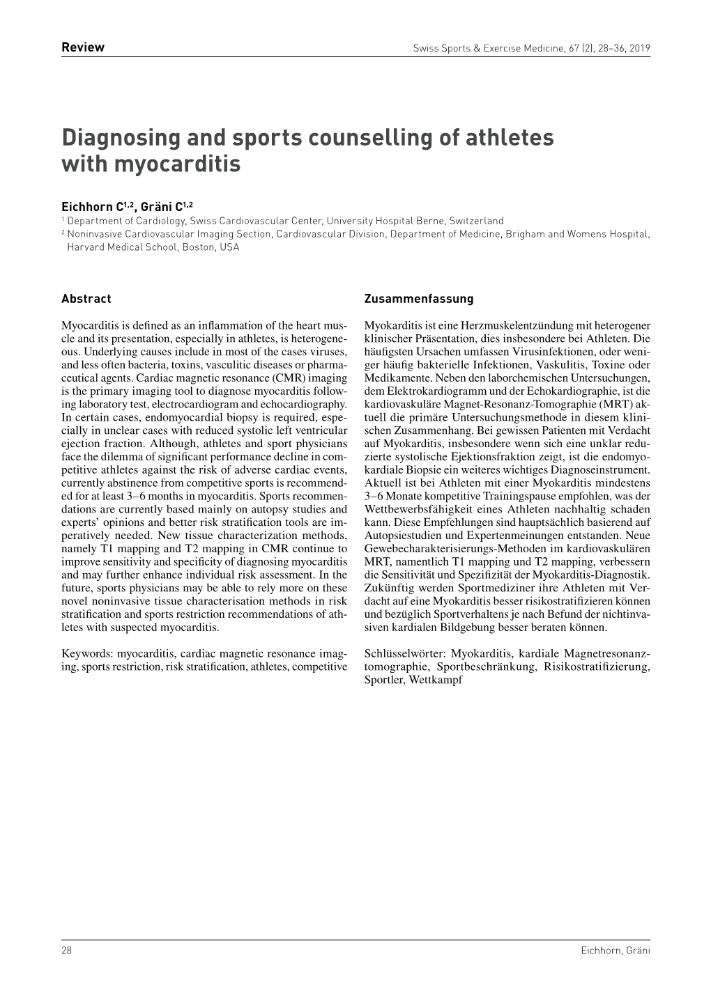 Diagnosing and Sports Counselling of Athletes with Myocarditis