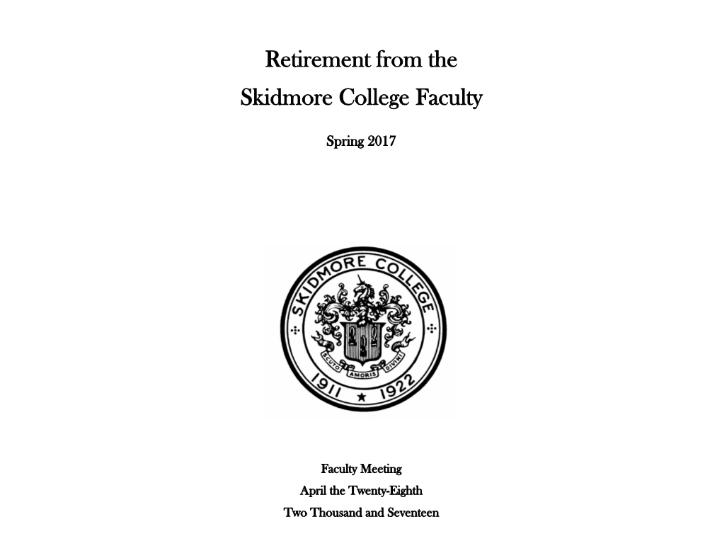 Retirement from the Skidmore College Faculty