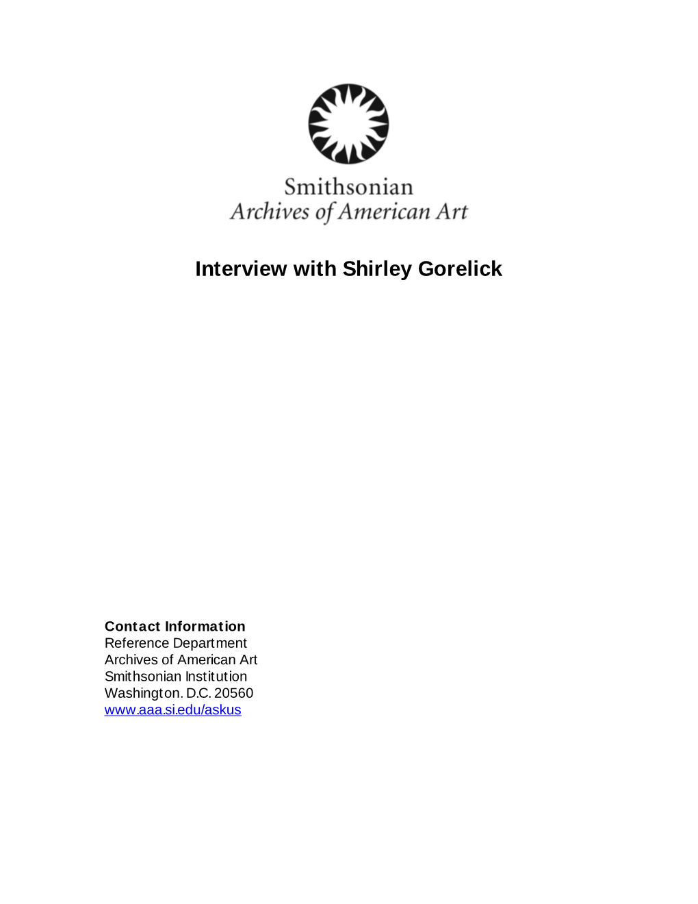 Interview with Shirley Gorelick