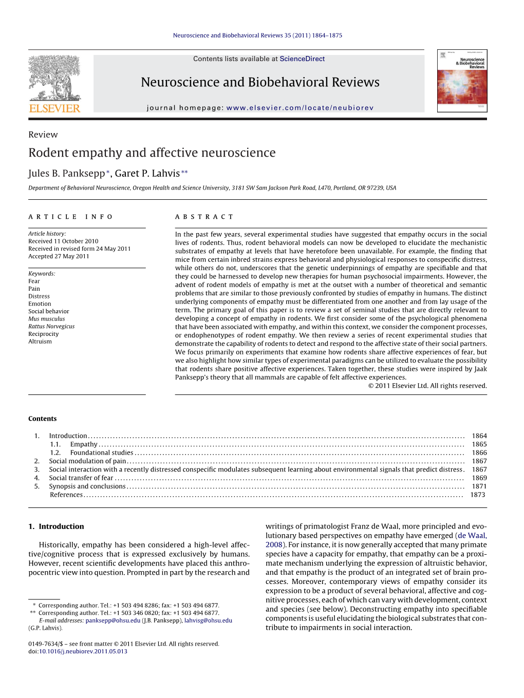 Rodent Empathy and Affective Neuroscience