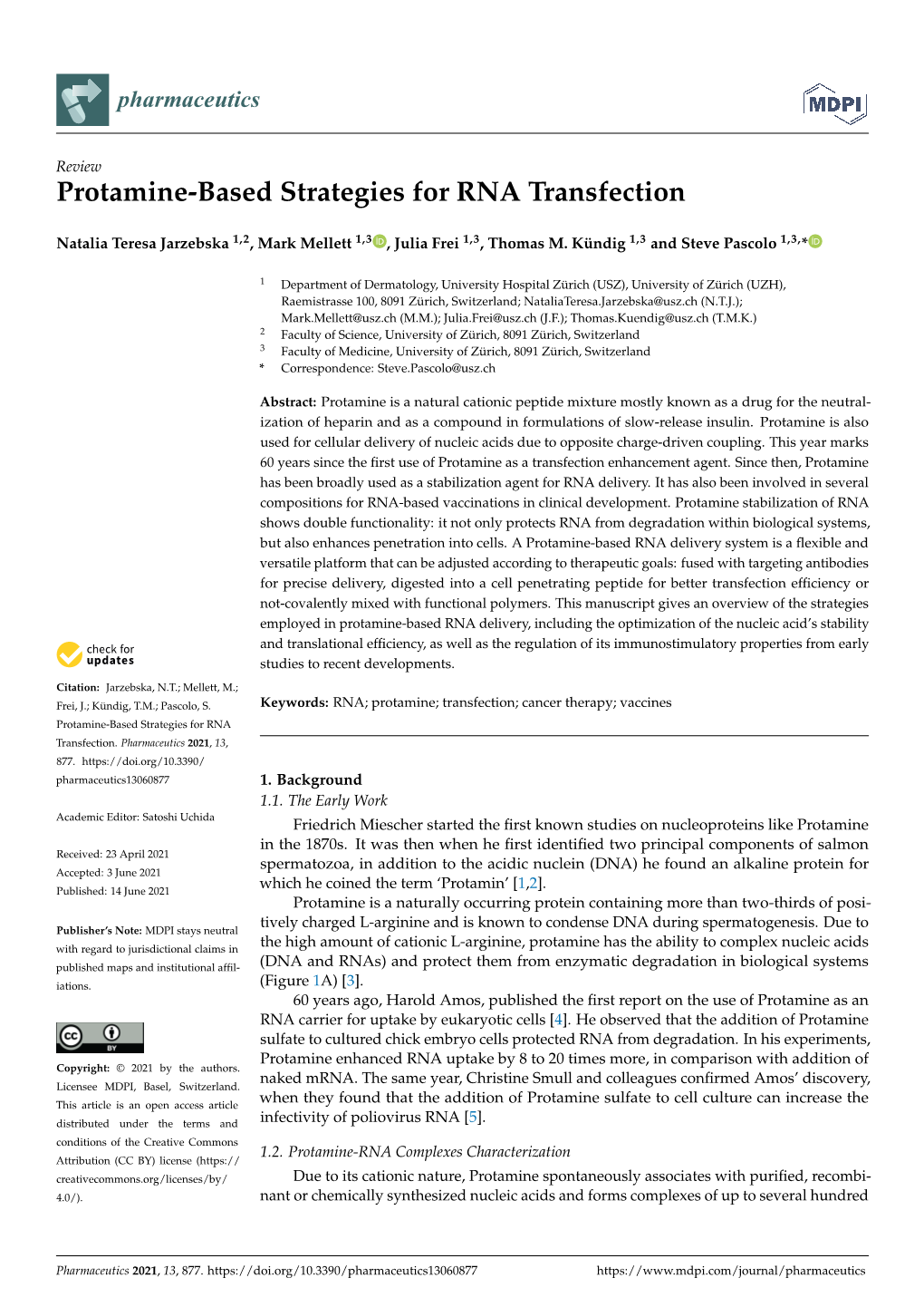 Protamine-Based Strategies for RNA Transfection