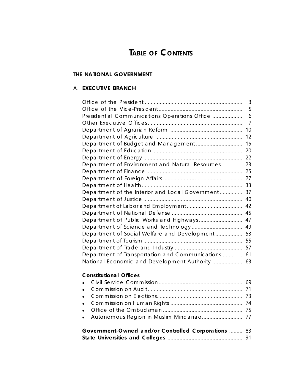 Table of Contents