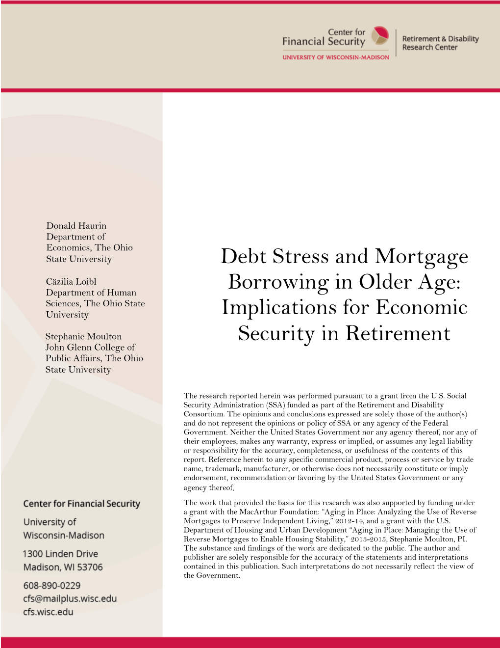 Debt Stress and Mortgage Borrowing in Older Age Page 1