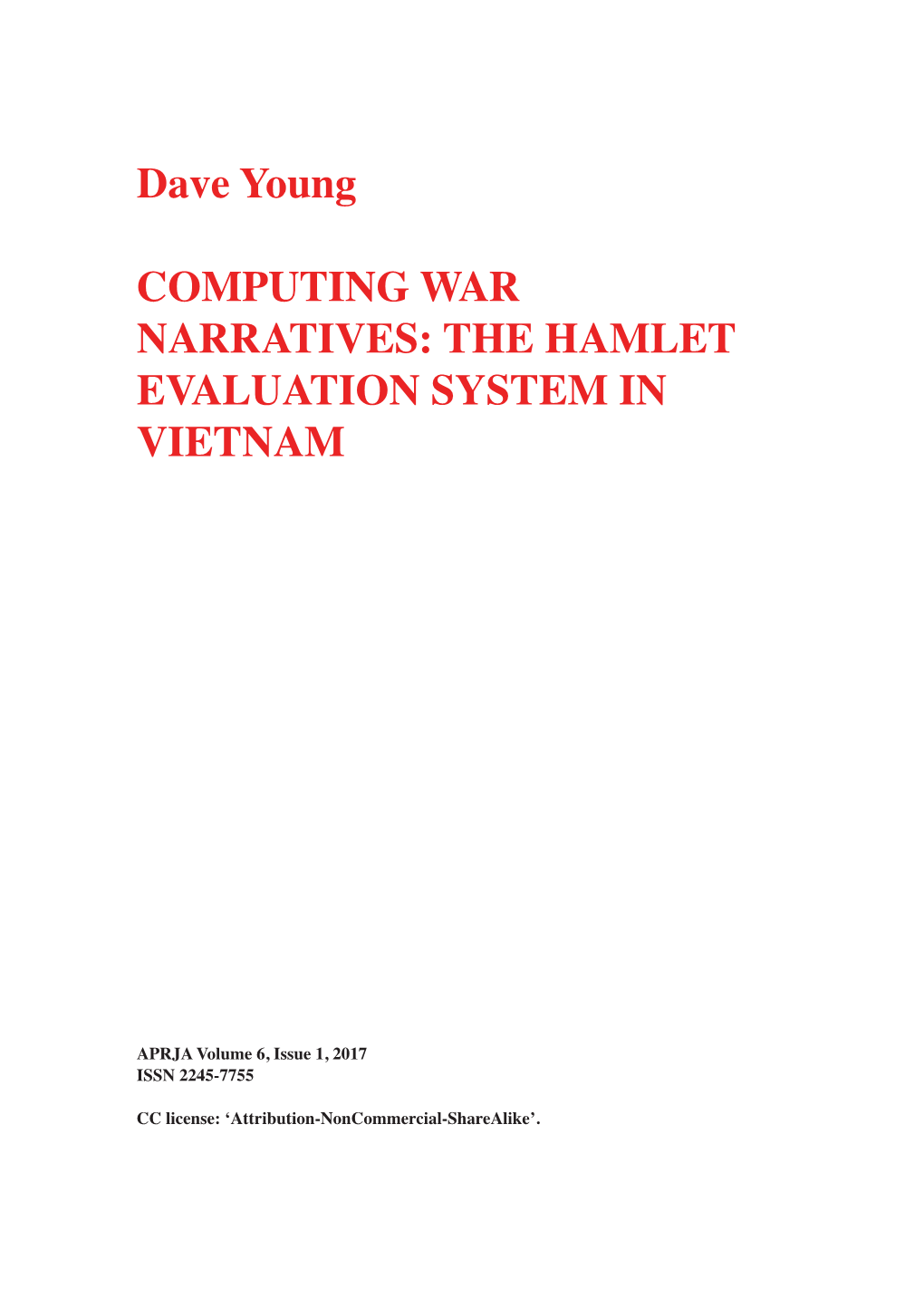 The Hamlet Evaluation System in Vietnam