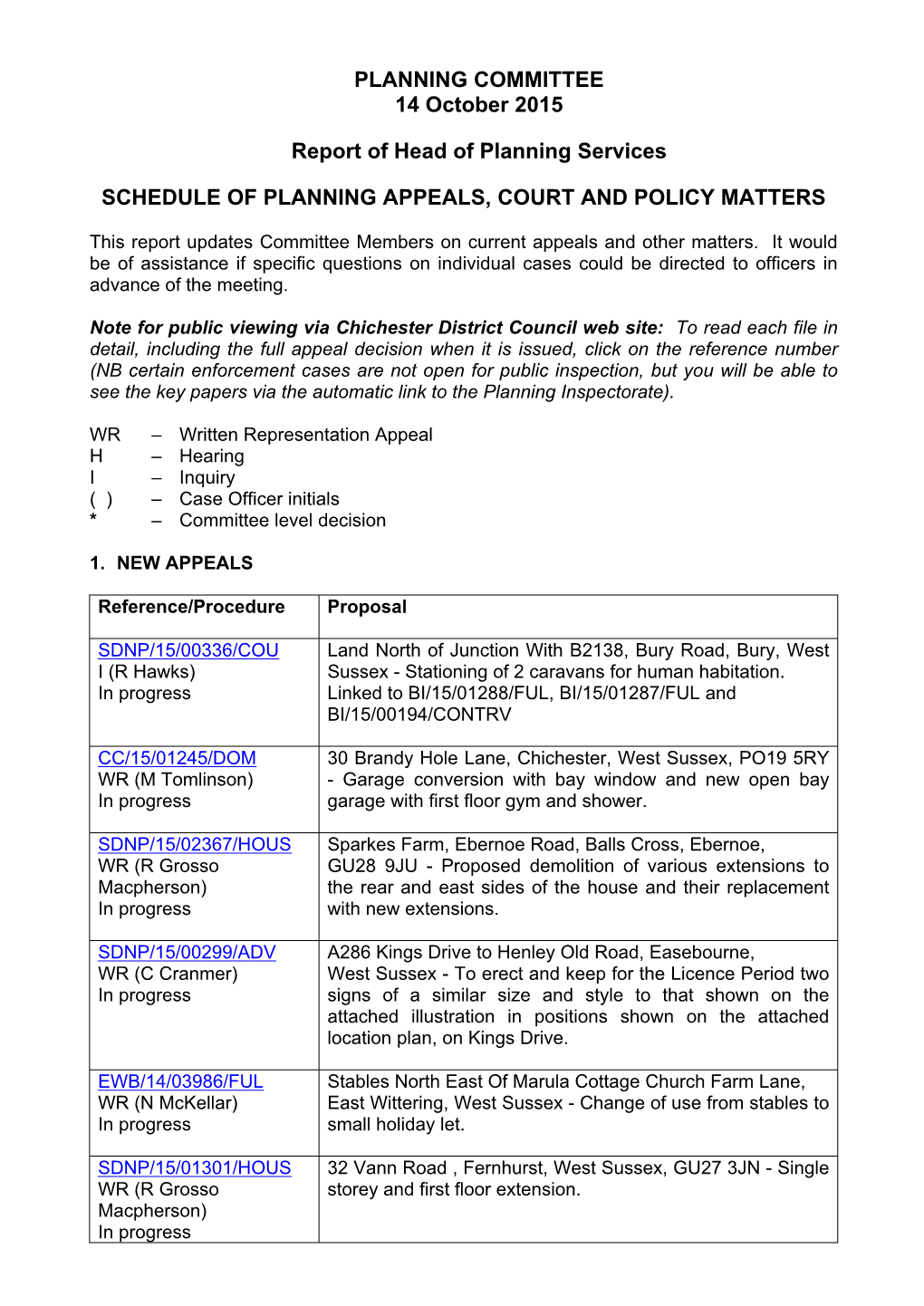 PLANNING COMMITTEE 14 October 2015 Report of Head of Planning