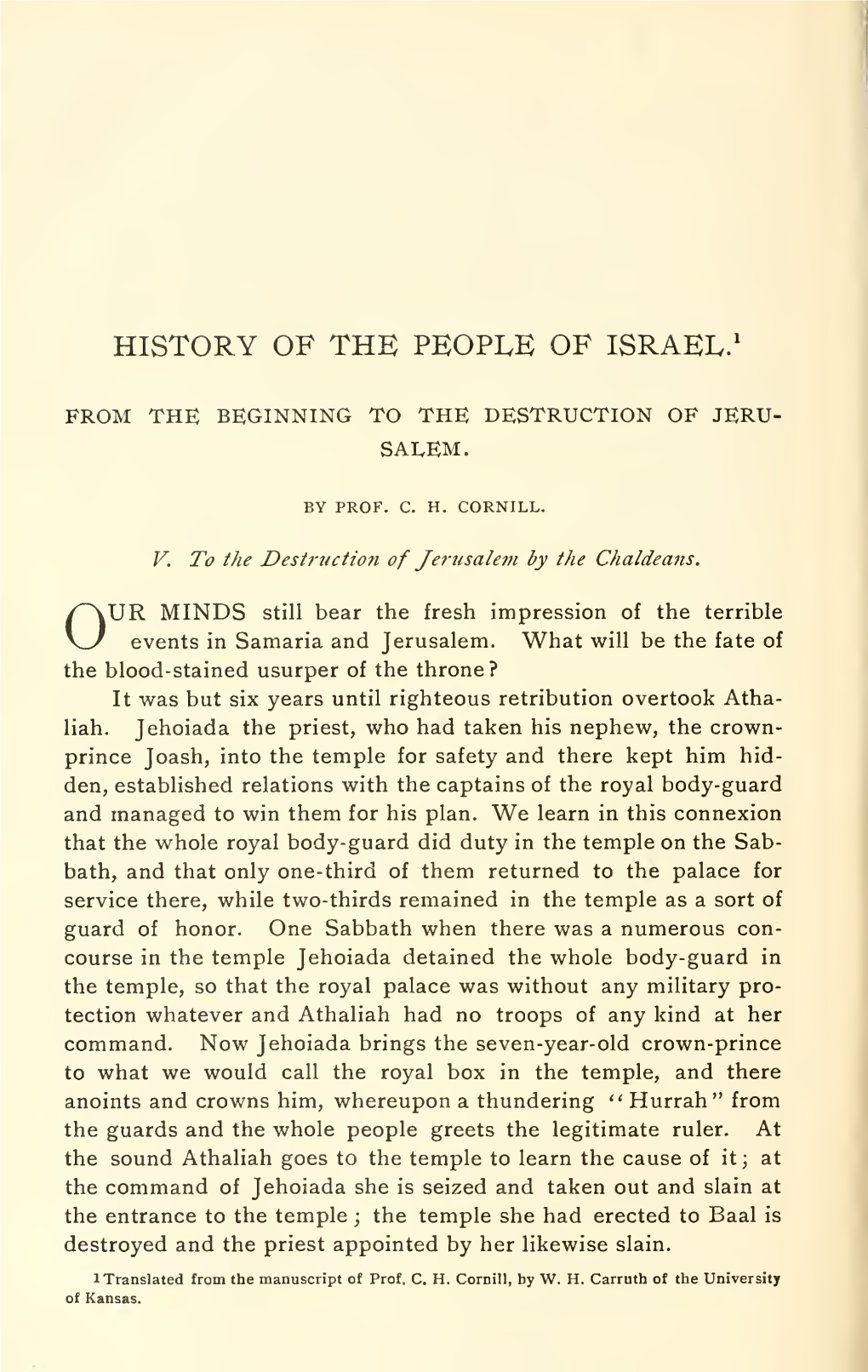 History of the People of Israel. from the Beginning to the Destruction Of