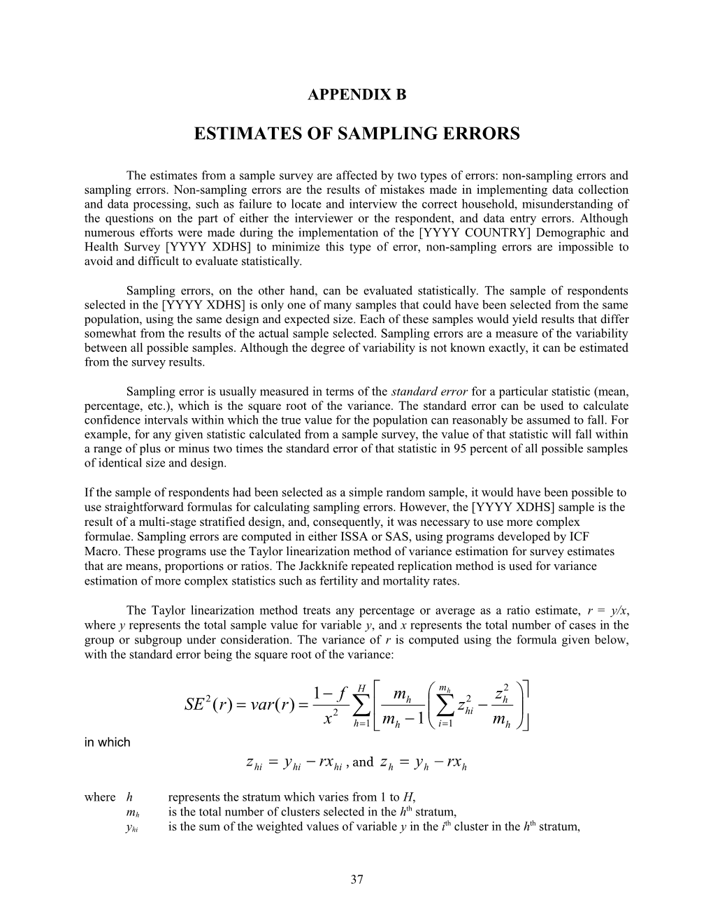 Estimates of Sampling Errors