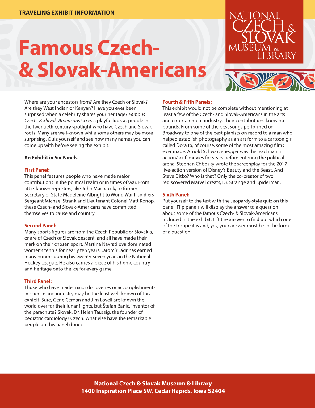 Famous Czech- & Slovak-Americans