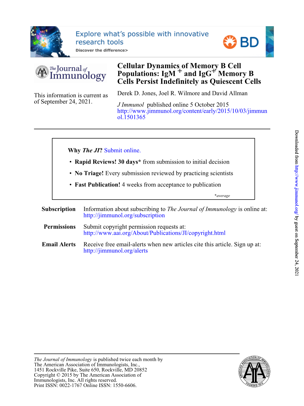 Igm Cellular Dynamics of Memory B Cell