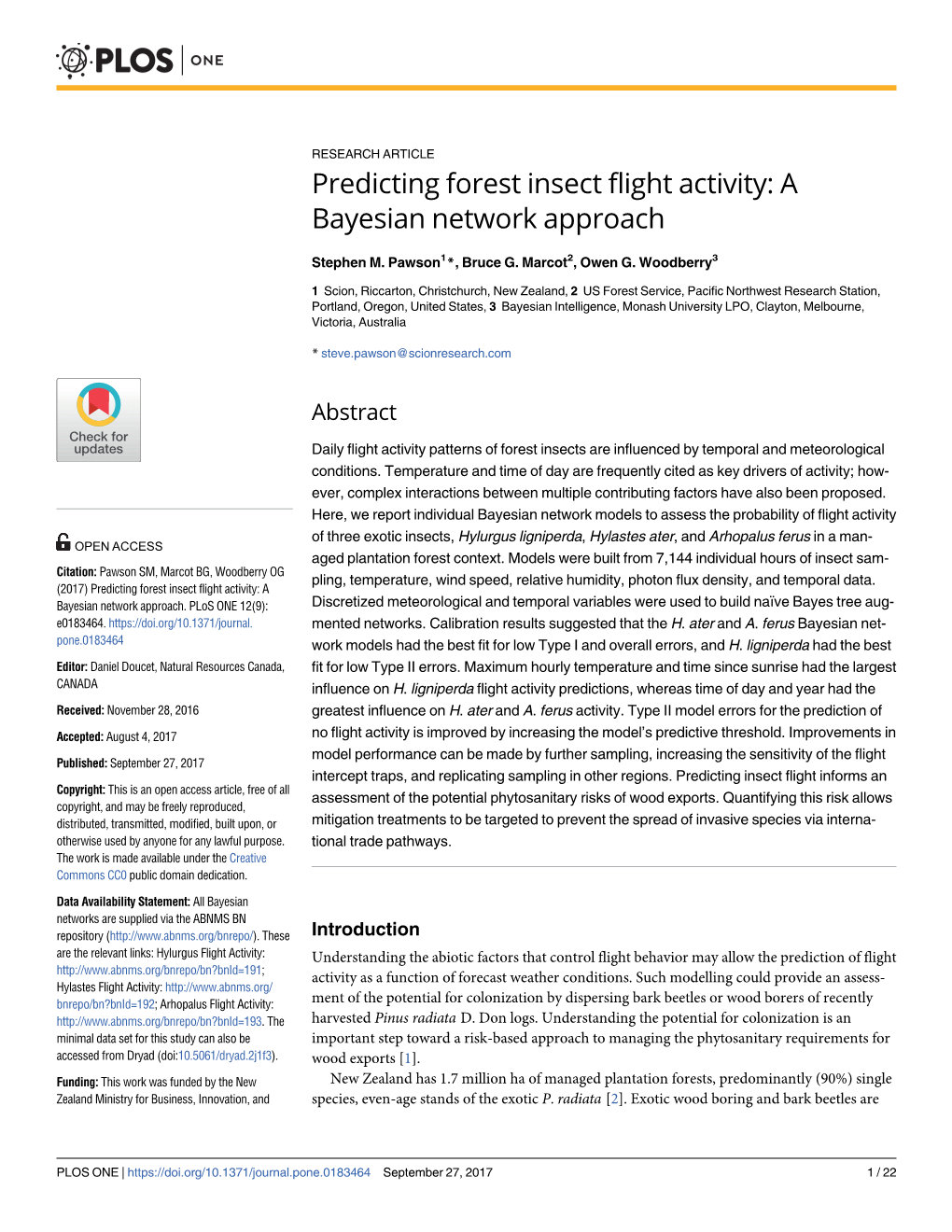Predicting Forest Insect Flight Activity: a Bayesian Network Approach