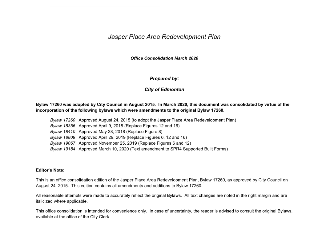 Jasper Place Area Redevelopment Plan