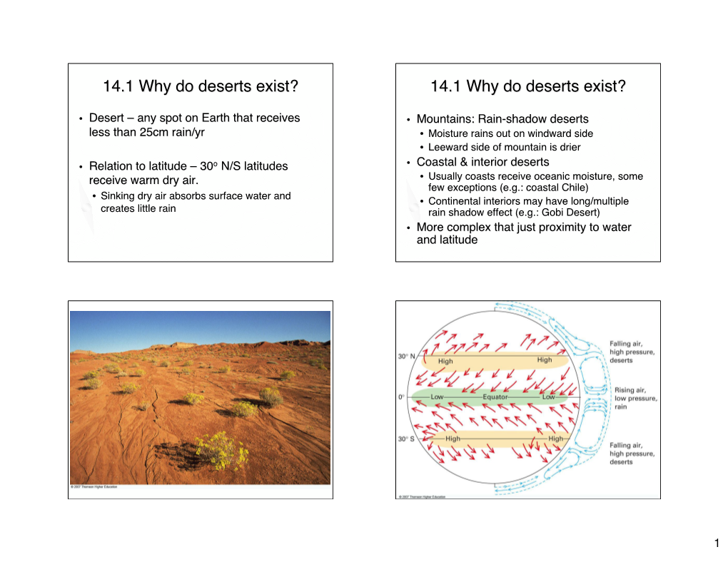 14.1 Why Do Deserts Exist? 14.1 Why Do Deserts Exist?