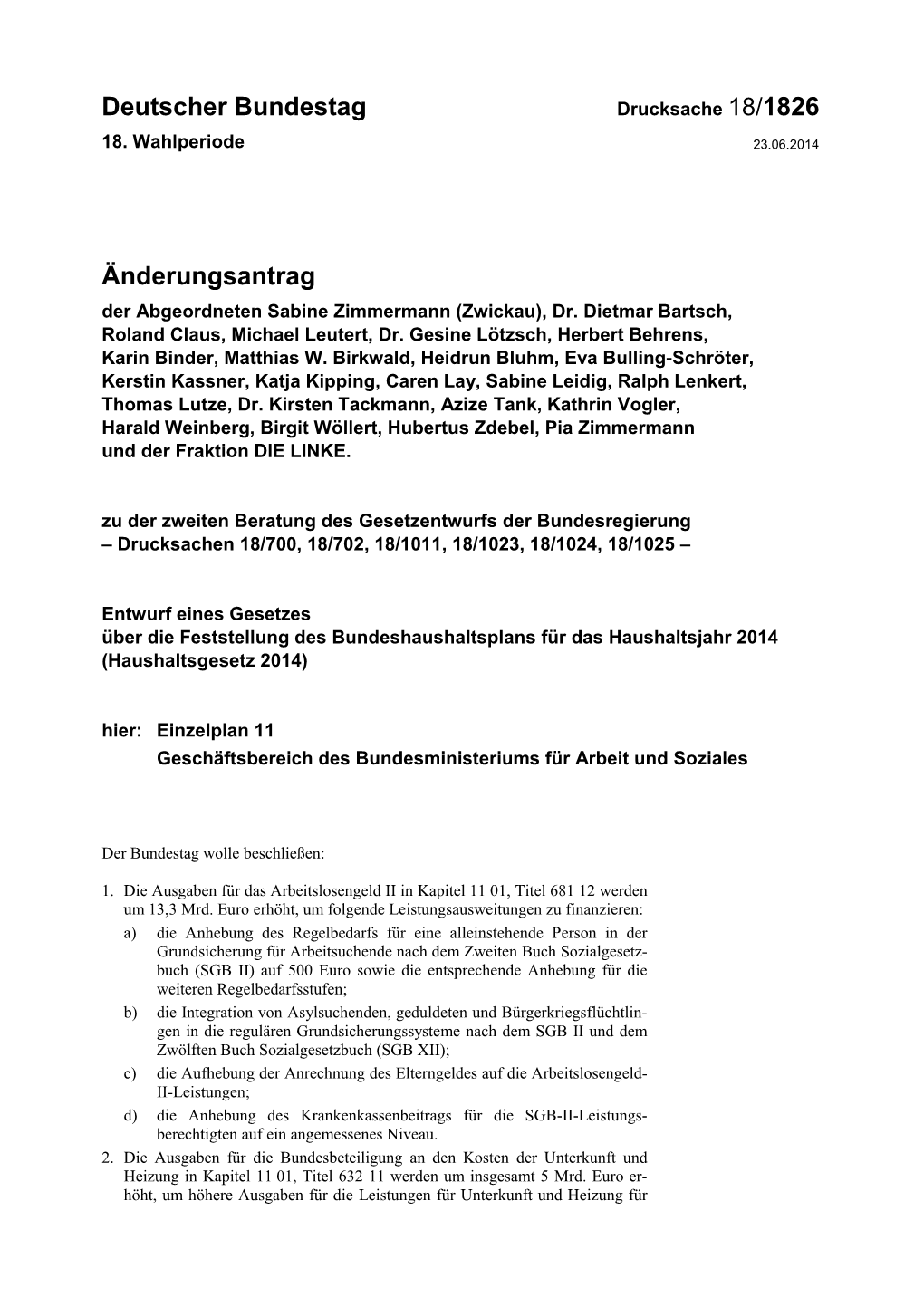 Deutscher Bundestag Drucksache 18/1826