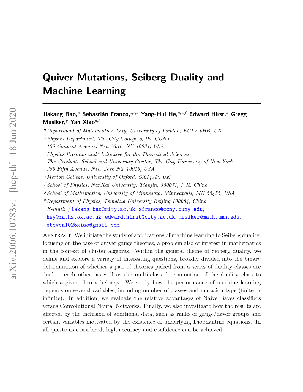 Quiver Mutations, Seiberg Duality and Machine Learning Arxiv