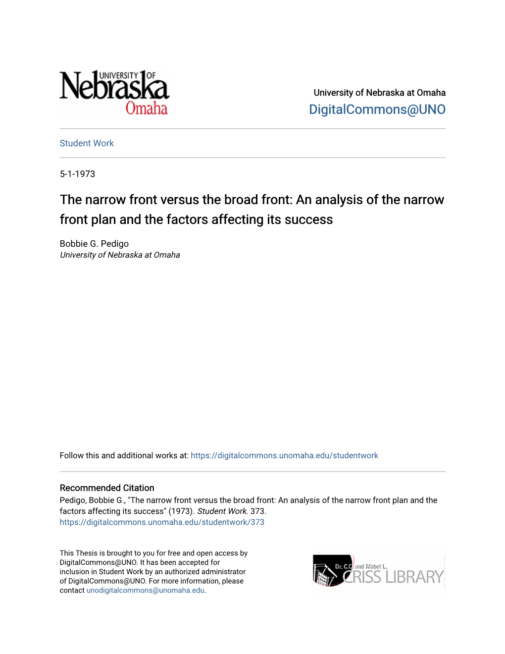 An Analysis of the Narrow Front Plan and the Factors Affecting Its Success