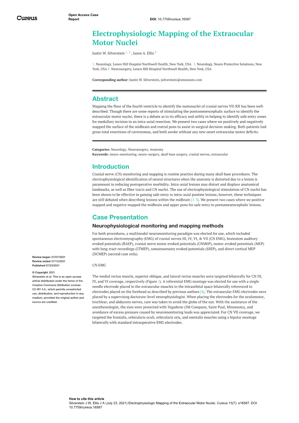 Electrophysiologic Mapping of the Extraocular Motor Nuclei