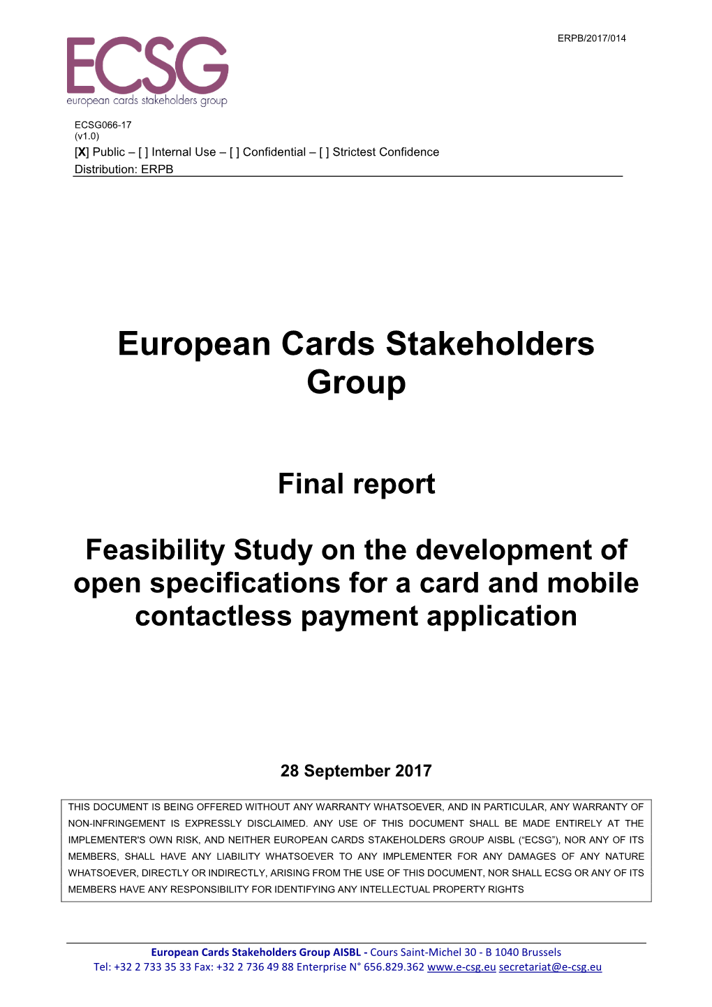 ECSG Contactless Feasibility Study