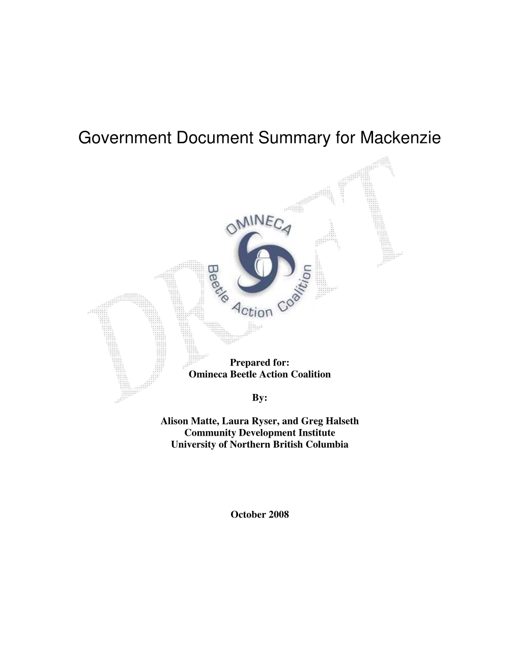 Government Document Summary for Mackenzie