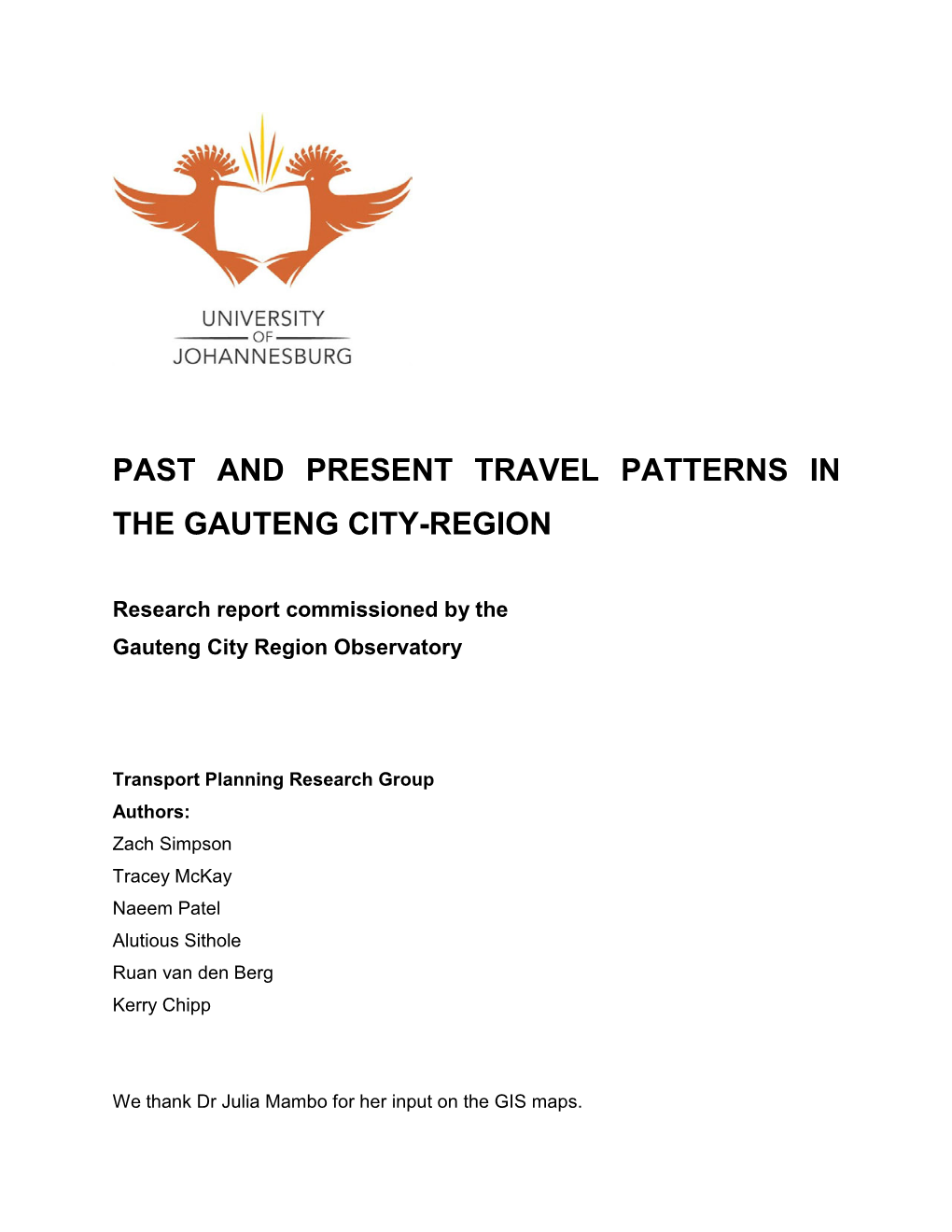 Past and Present Travel Patterns in the Gauteng City-Region