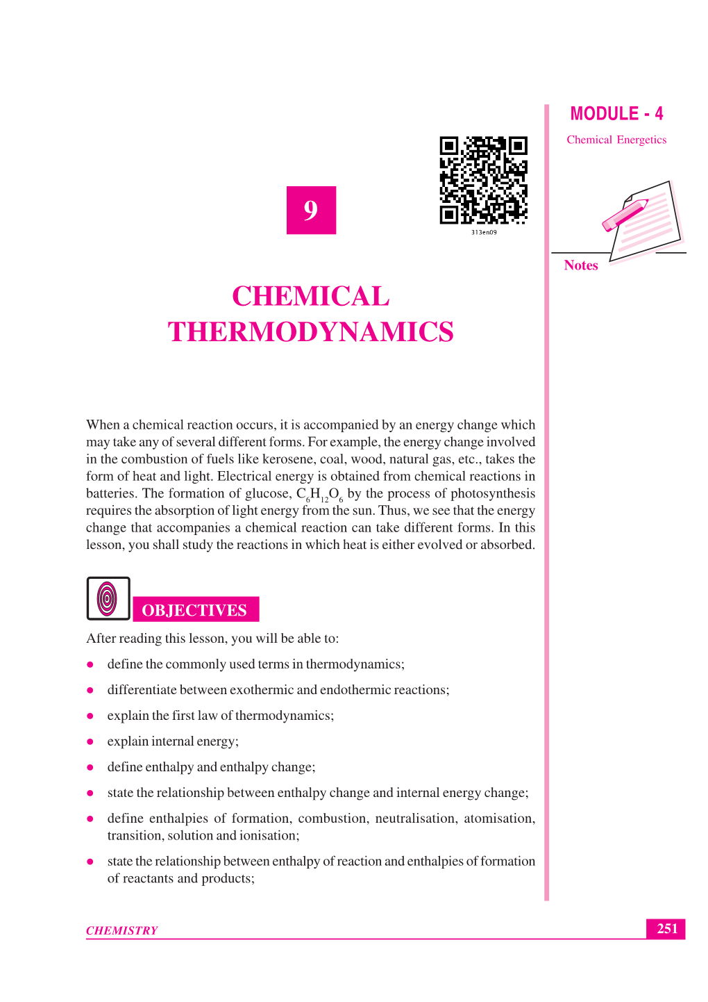 Chemical Thermodynamics MODULE - 4 Chemical Energetics