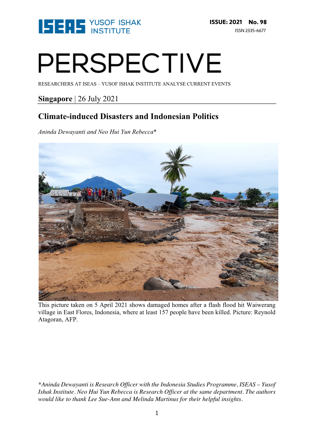 Climate-Induced Disasters and Indonesian Politics