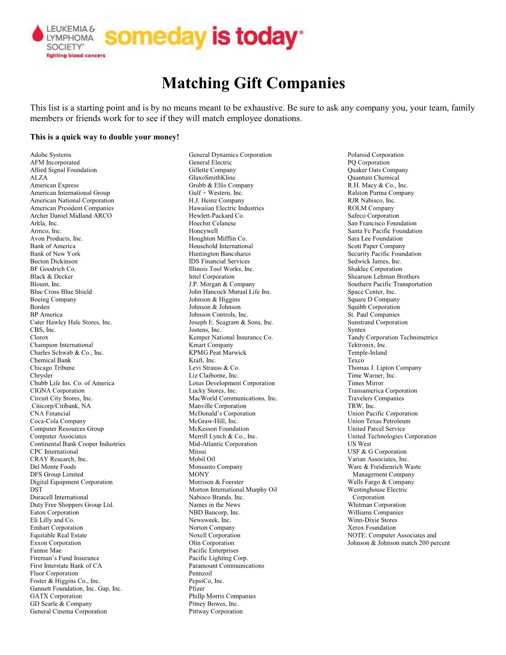 Matching Gift Companies