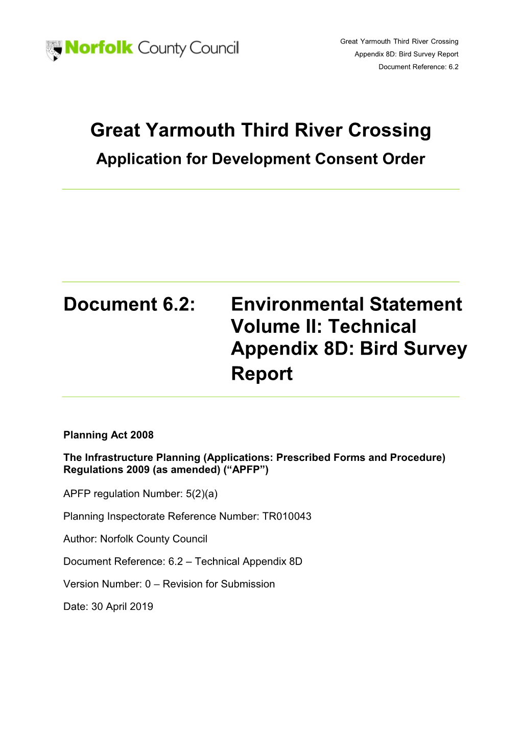 Bird Survey Report Document Reference: 6.2