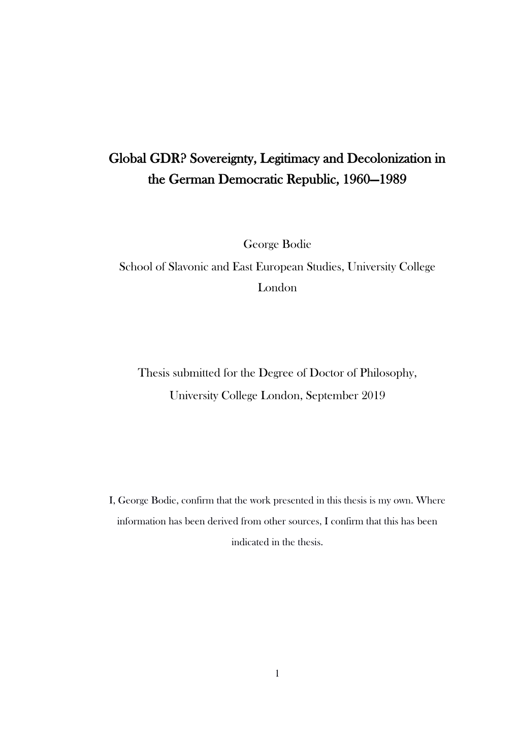 Sovereignty, Legitimacy and Decolonization in the German Democratic Republic, 1960—1989