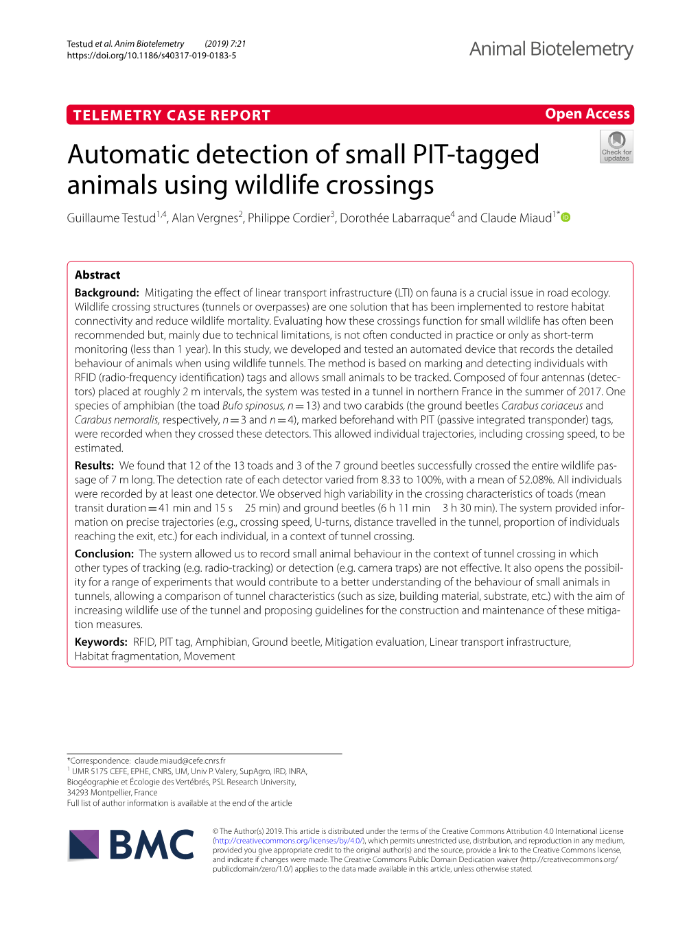 Automatic Detection of Small PIT-Tagged Animals Using Wildlife