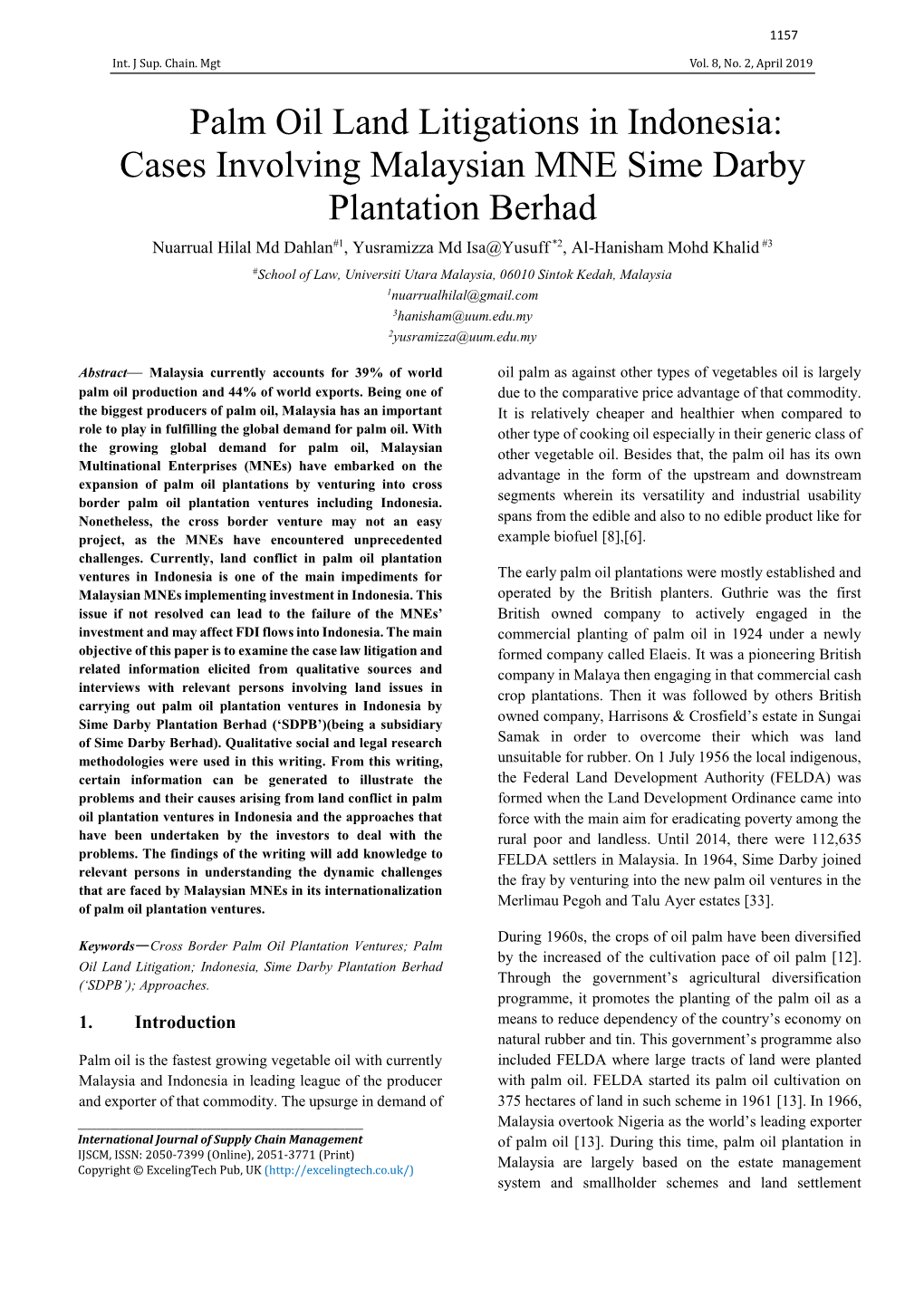 Cases Involving Malaysian MNE Sime Darby Plantation