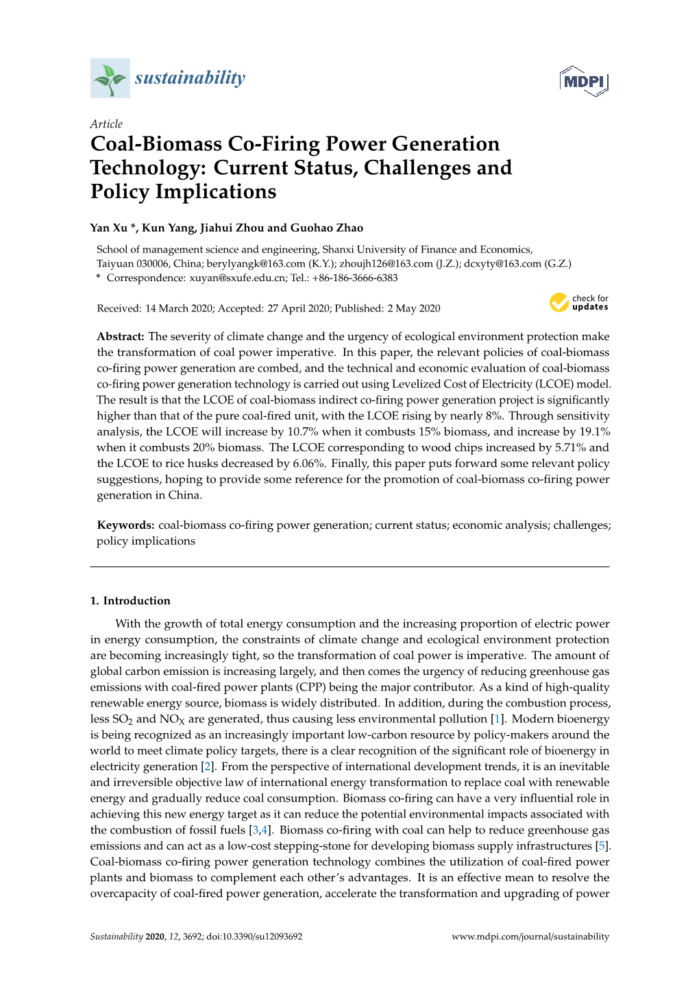 Coal-Biomass Co-Firing Power Generation Technology: Current Status, Challenges and Policy Implications
