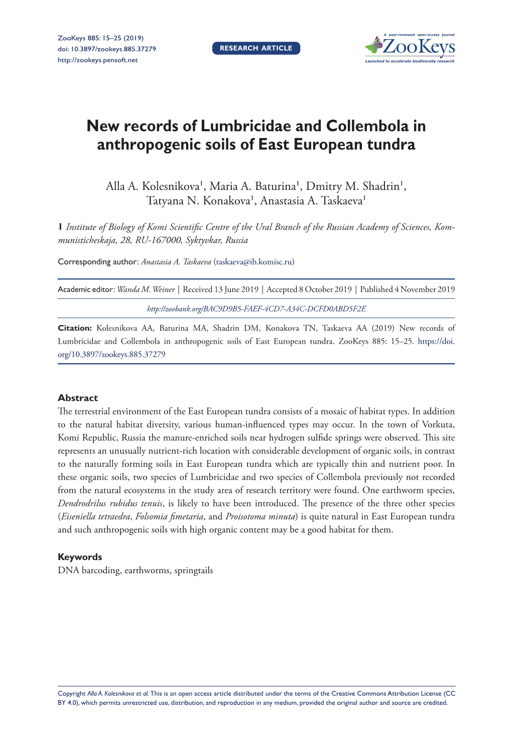 New Records of Lumbricidae and Collembola in Anthropogenic Soils of East European Tundra