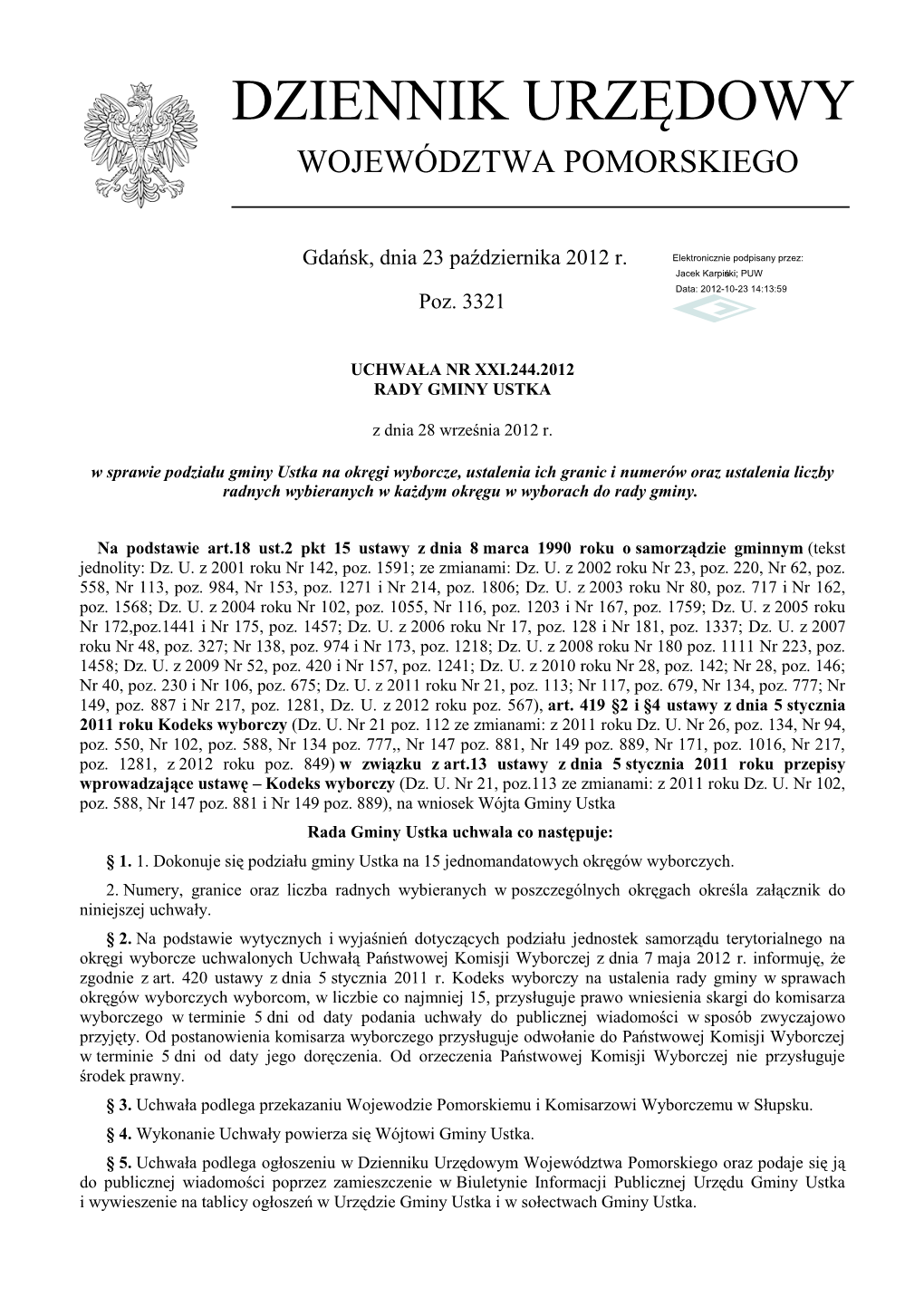 Uchwała Nr XXI.244.2012 Z Dnia 28 Września 2012 R