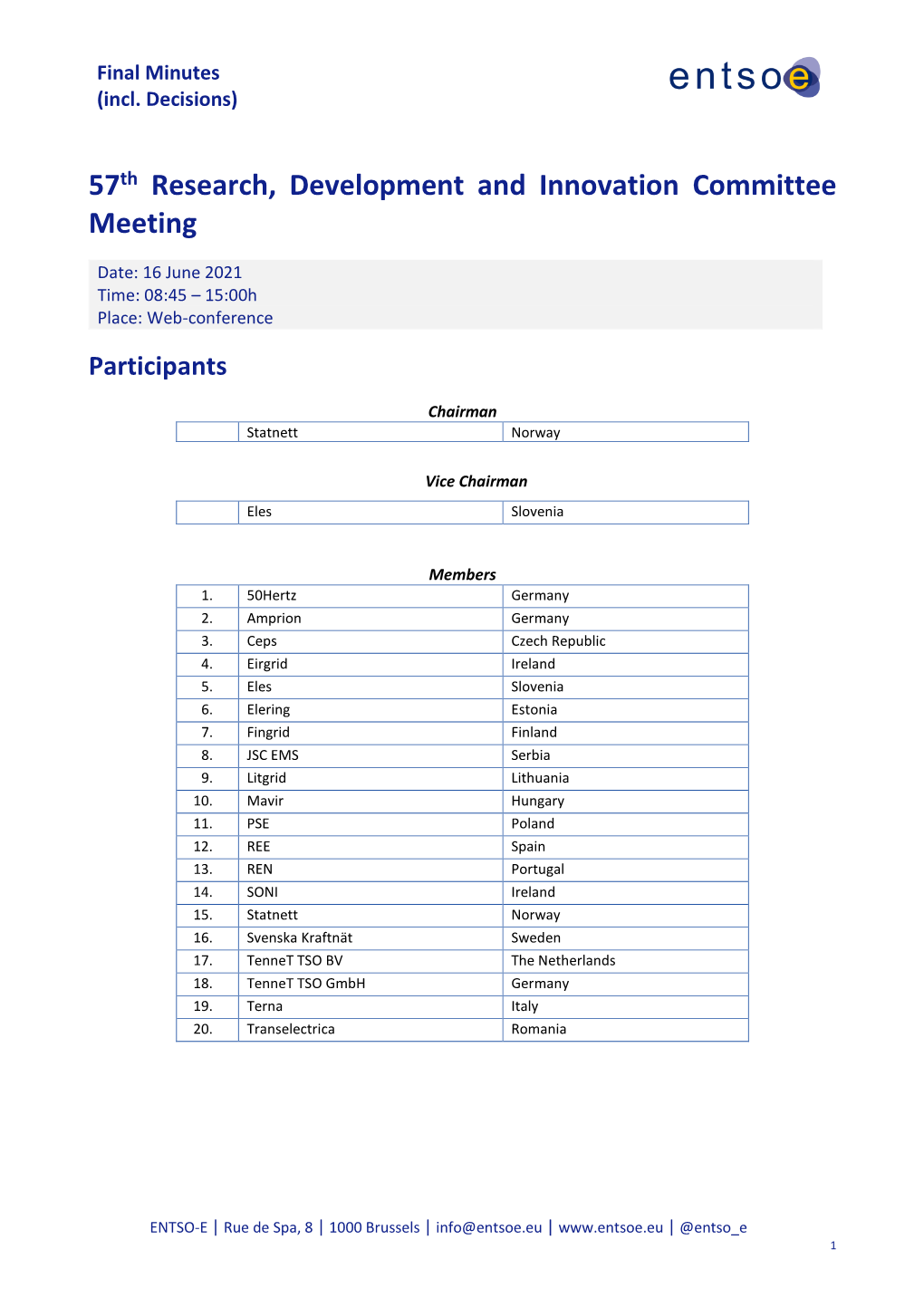 57Th Research, Development and Innovation Committee Meeting