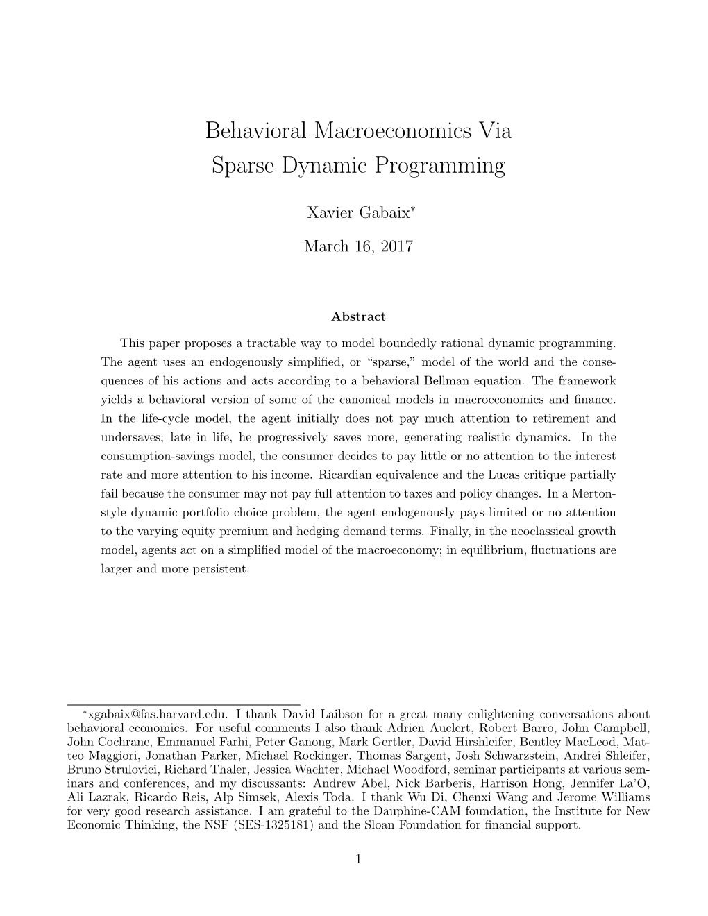 Behavioral Macroeconomics Via Sparse Dynamic Programming