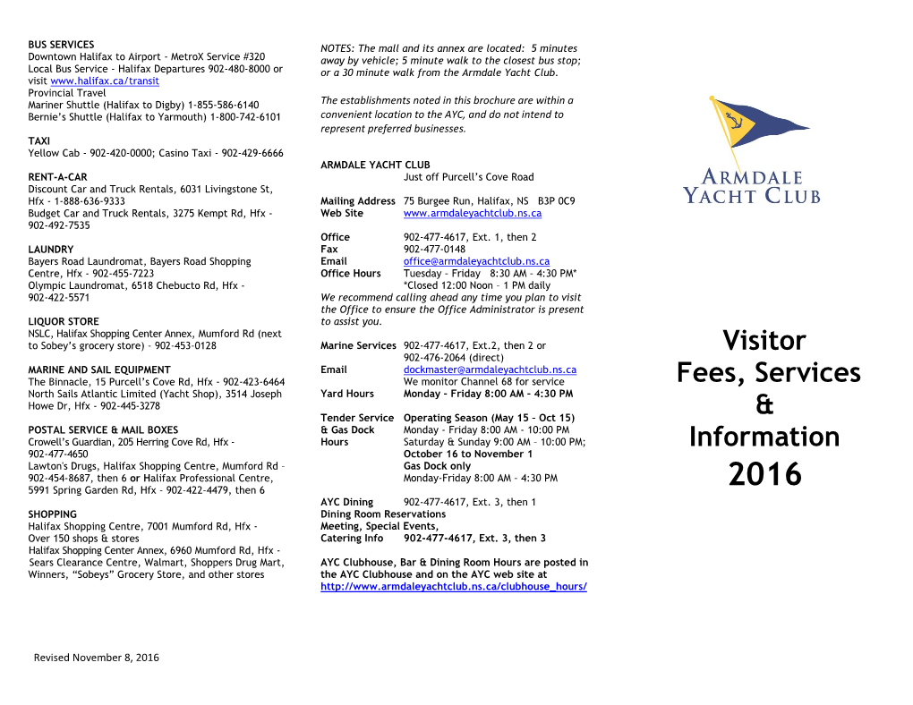 Visitor Fees, Services & Information