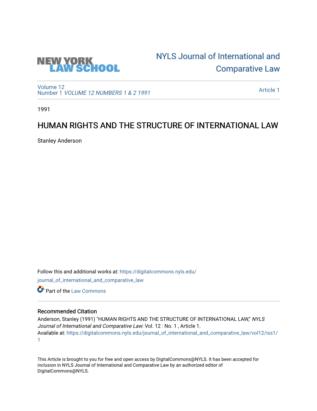 Human Rights and the Structure of International Law