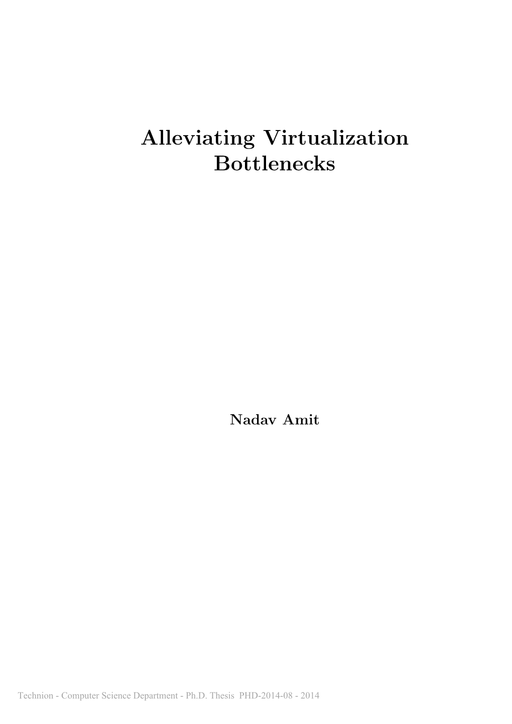 Alleviating Virtualization Bottlenecks