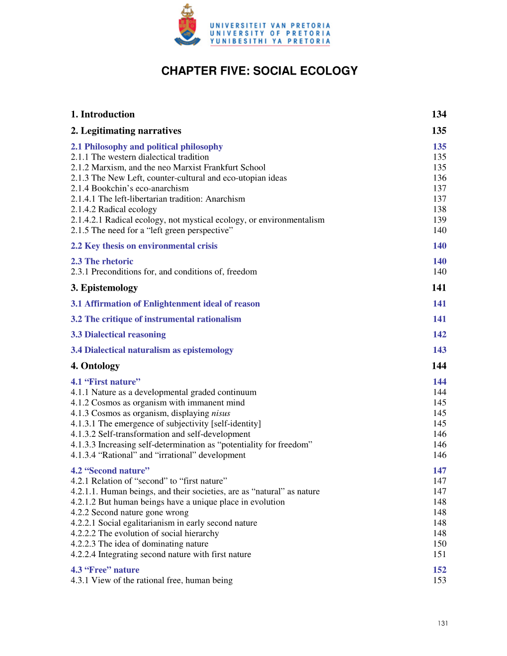 Chapter Five: Social Ecology