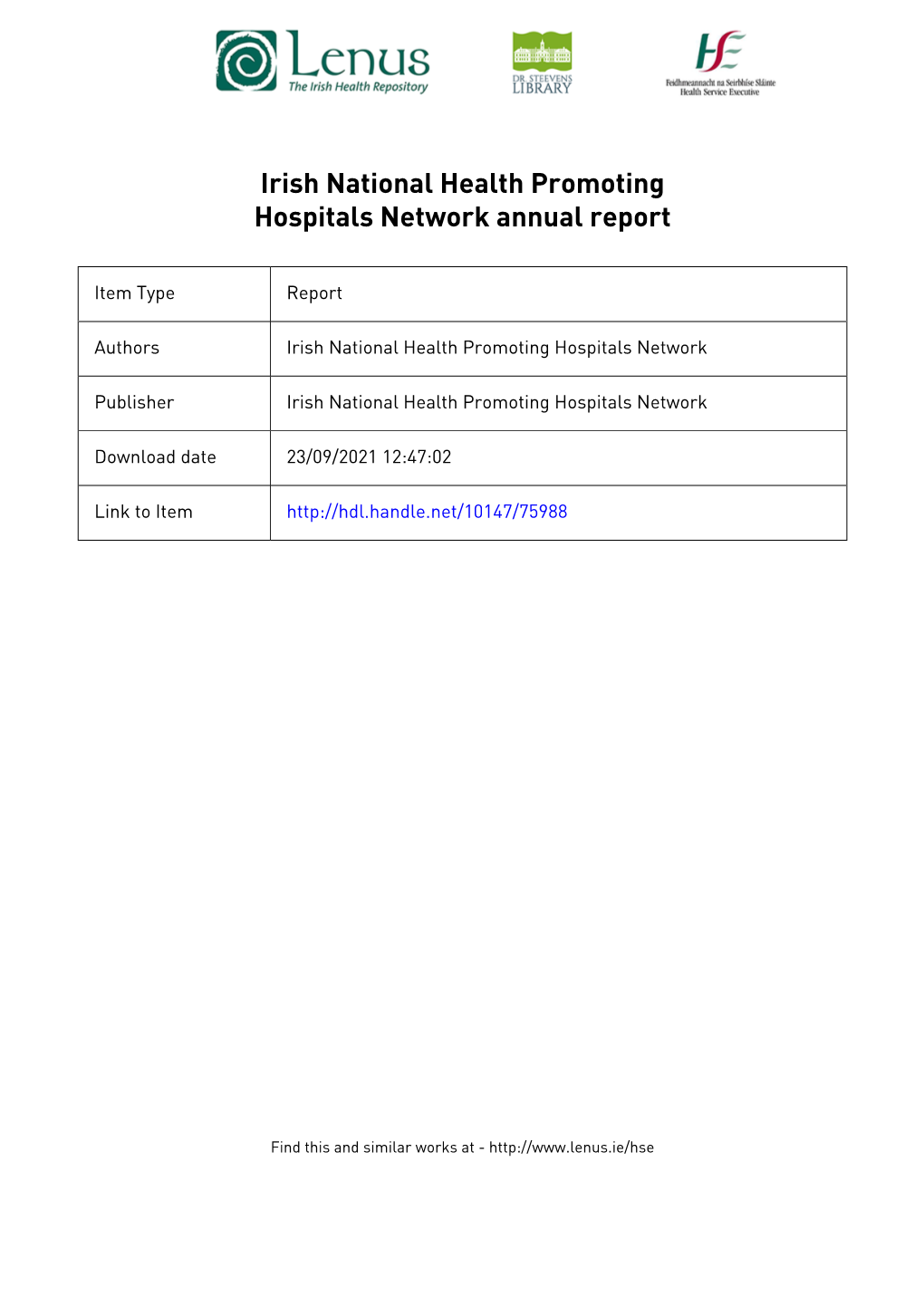 Irish Health National Promoting Hospitals Network