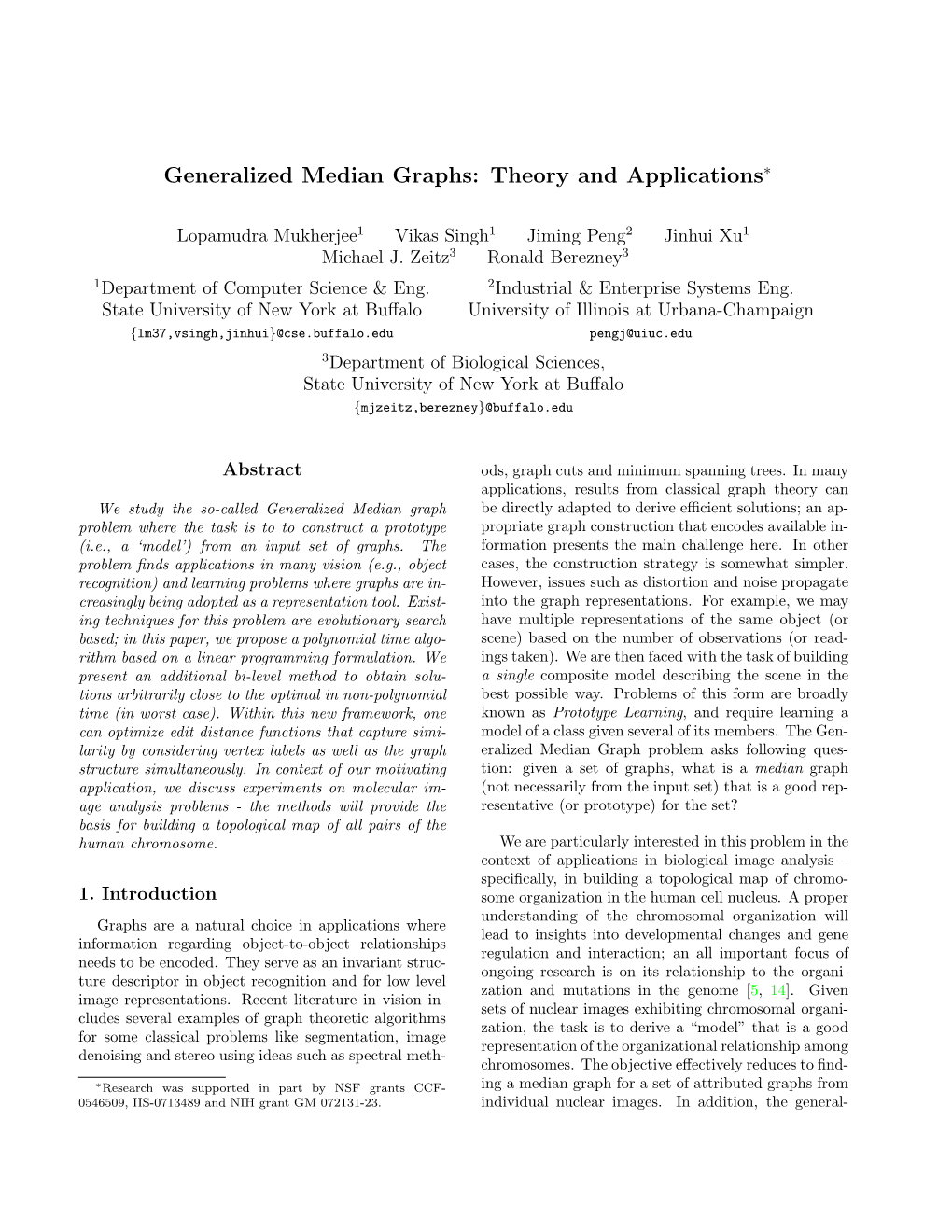 Generalized Median Graphs: Theory and Applications∗