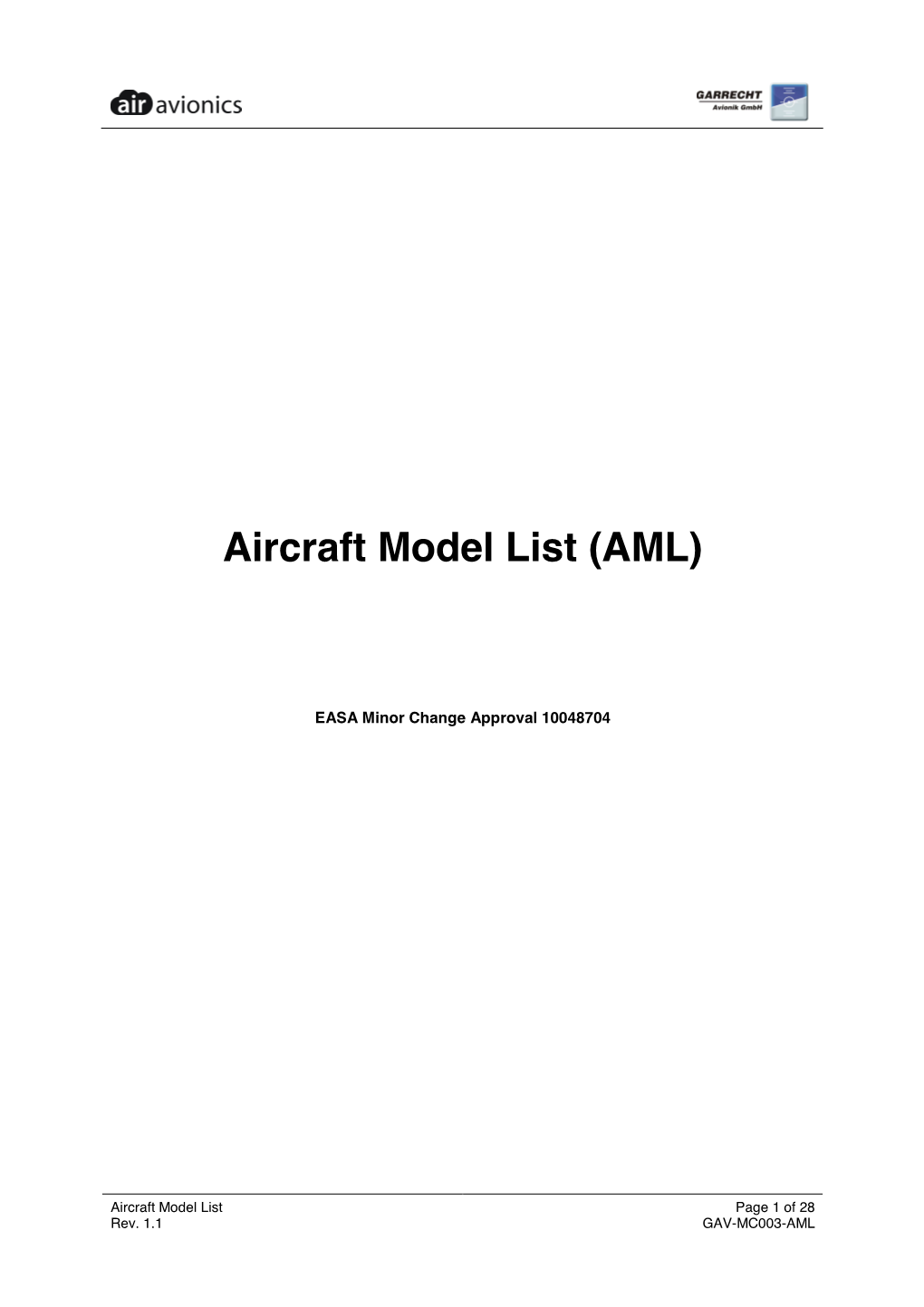 Aircraft Model List (AML)