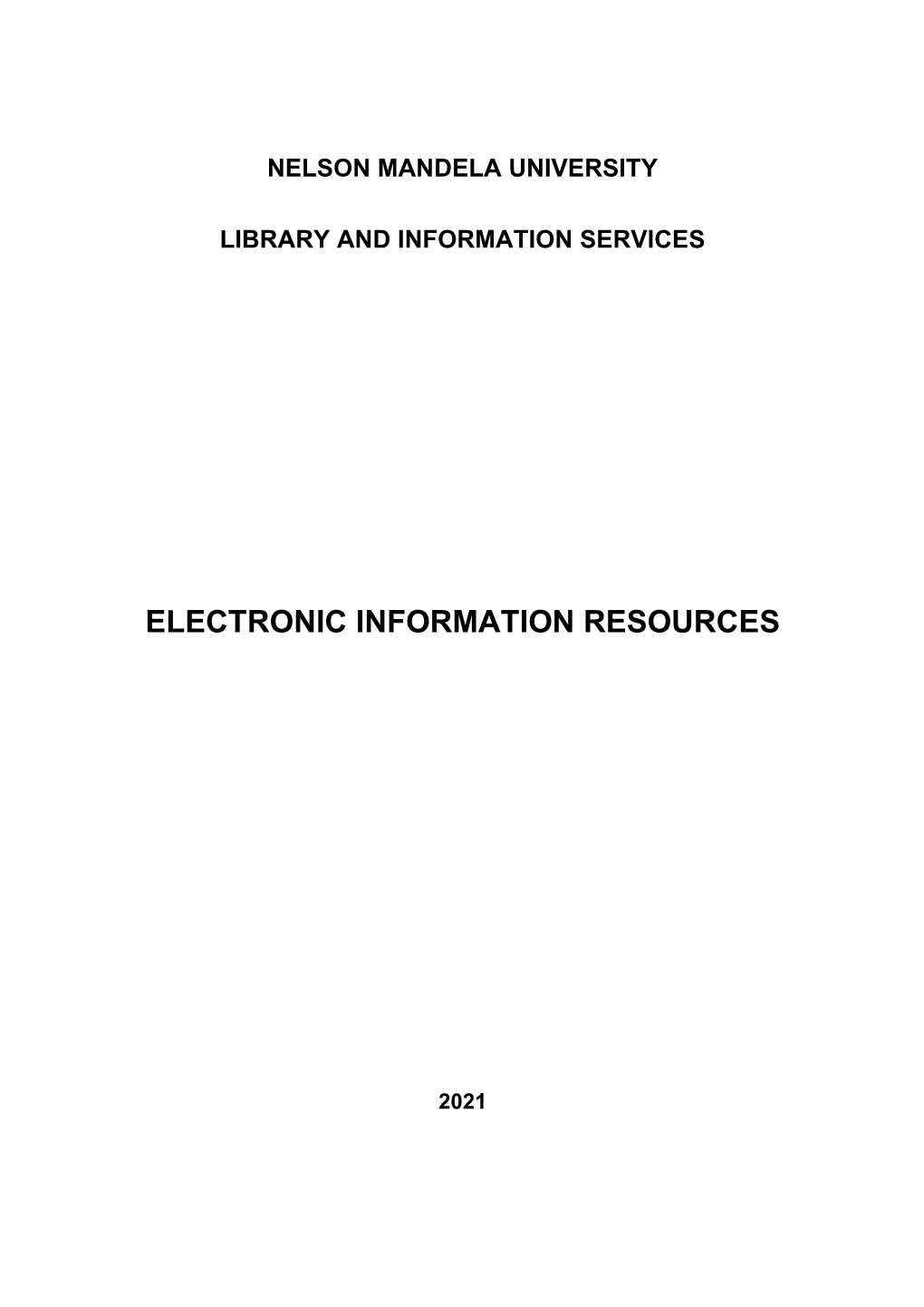 Electronic Information Resources