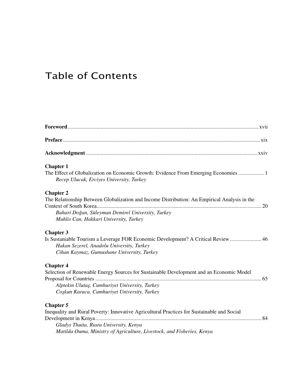 Table of Contents