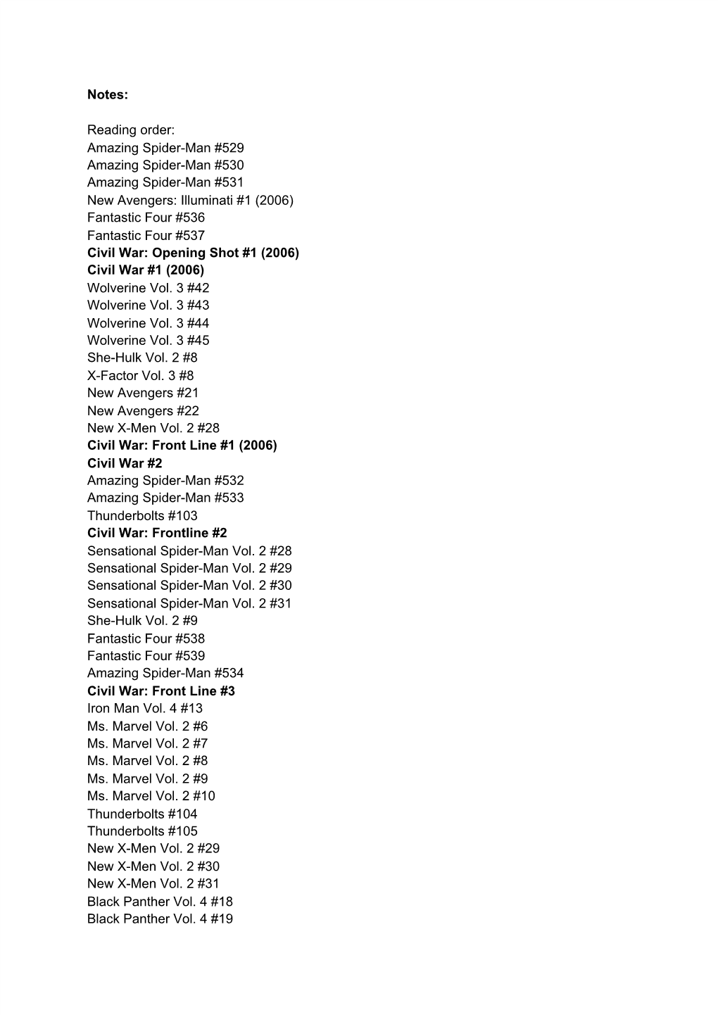 Notes: Reading Order