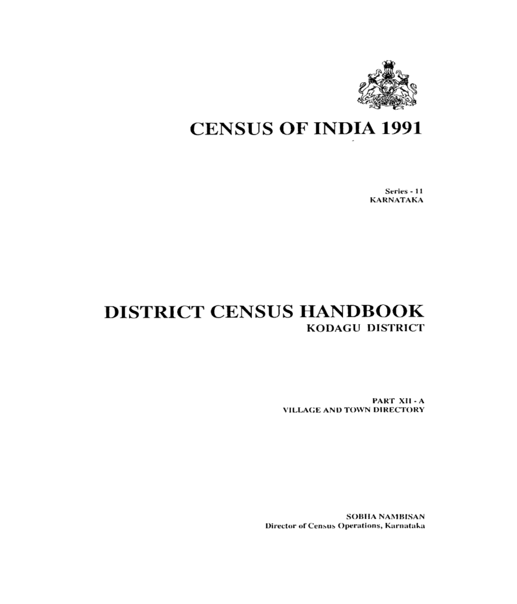 District Census Handbook, Kodagu, Part XII-A, Series-11