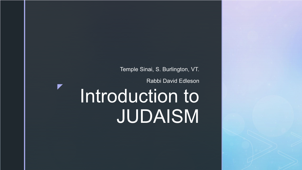 Introduction to JUDAISM in the Image of God