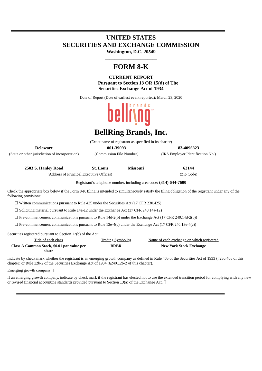 Bellring Brands, Inc